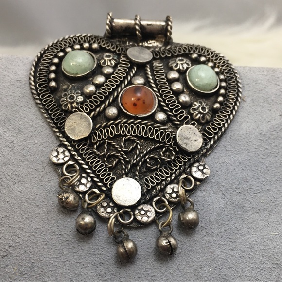 Tribal Slider Heart Pendant w/ Bells - Picture 3 of 6